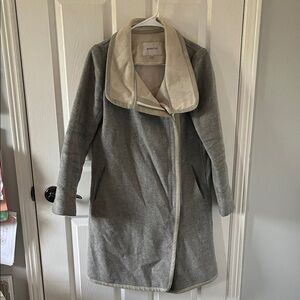 Babaton Aritzia Cormac Gray and Cream Wool Coat